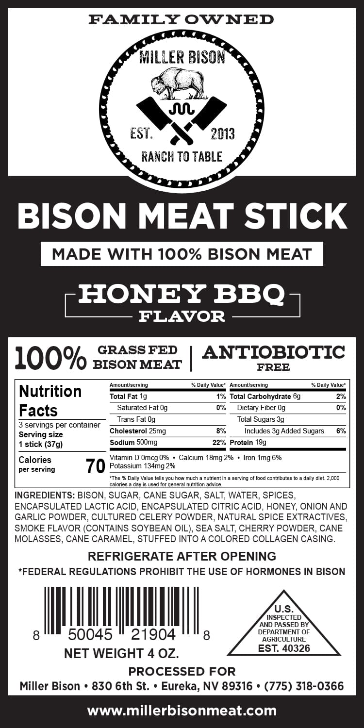 Honey BBQ Bison Meat Sticks