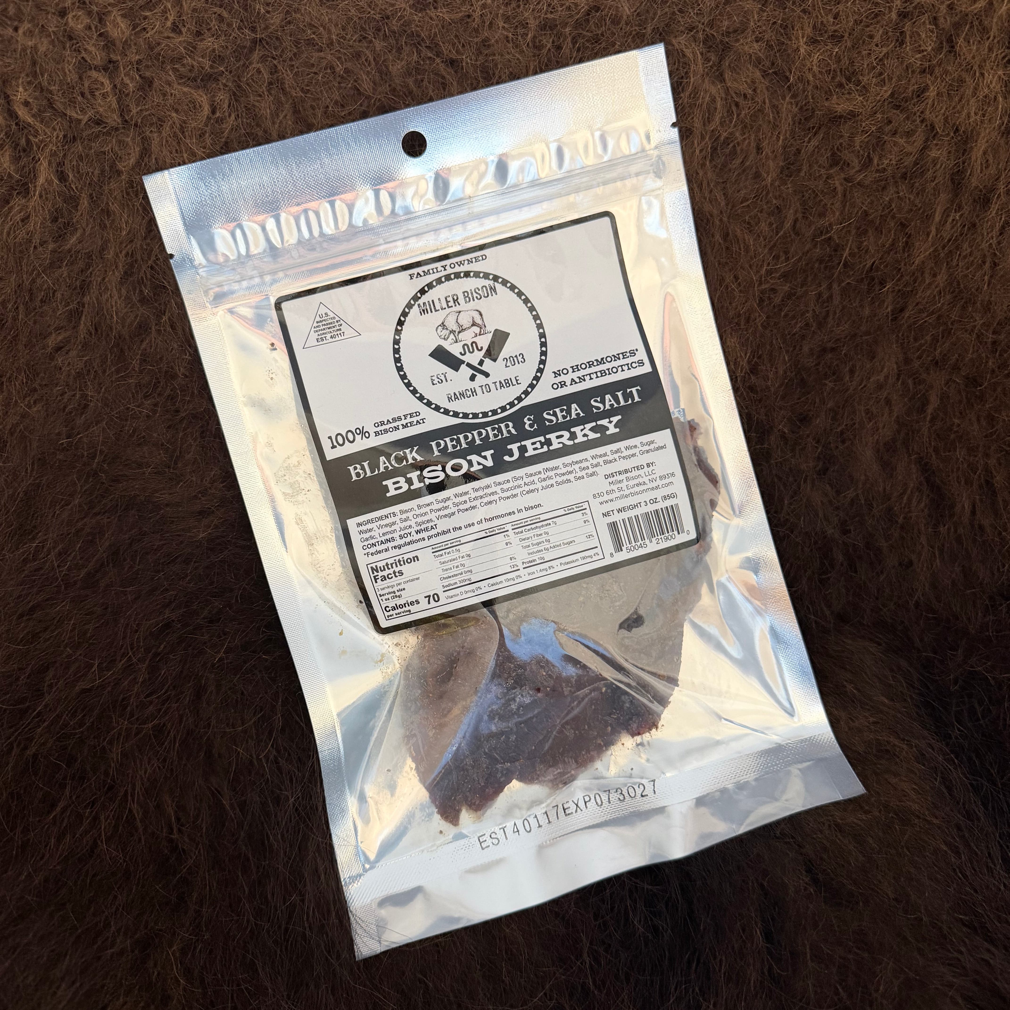 Black Pepper & Sea Salt Bison Jerky