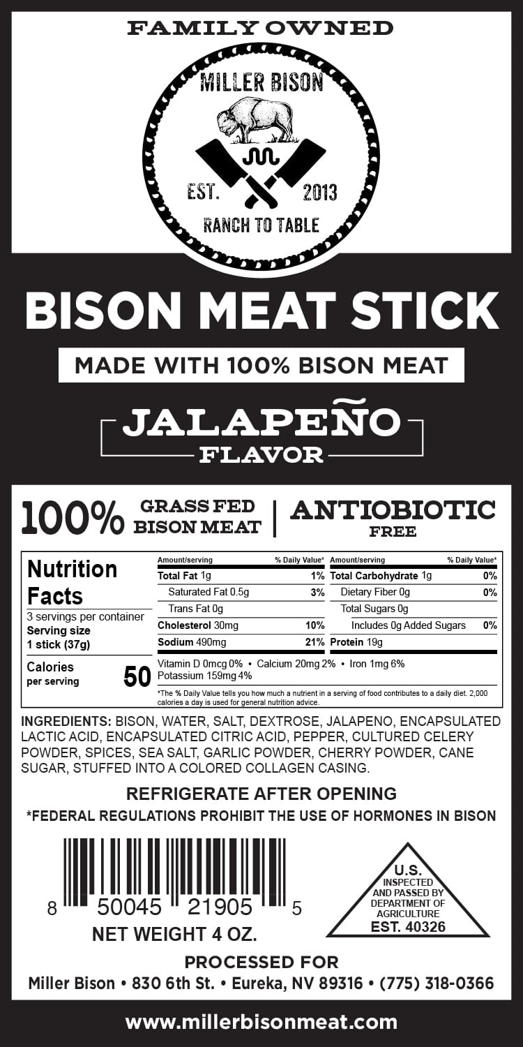 Jalapeño Bison Meat Sticks