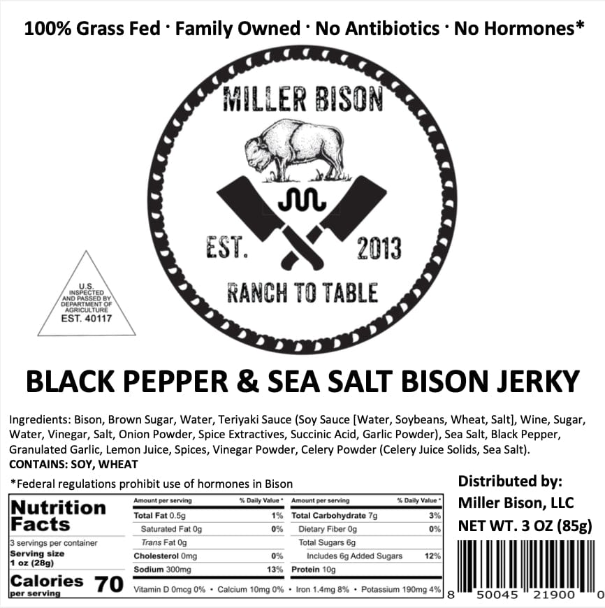 Black Pepper & Sea Salt Bison Jerky