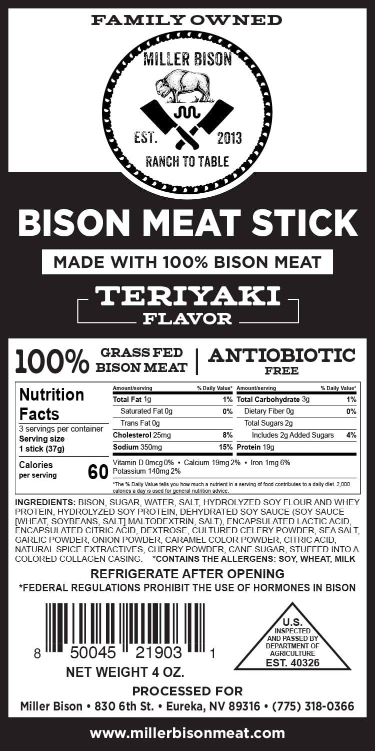 Teriyaki Bison Meat Sticks